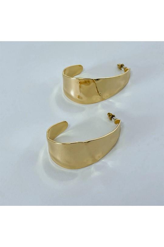 Gold half-hoop earrings - 1
