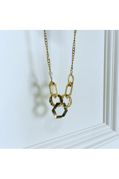 Collier doré pour femme avec formes géométriques