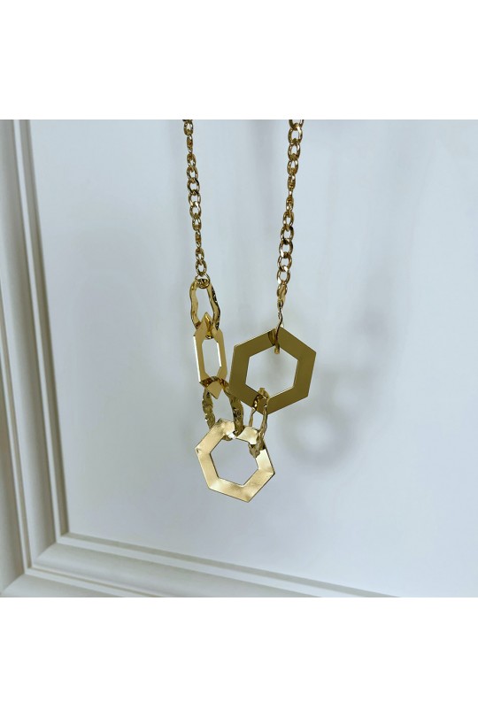 Collier doré pour femme avec formes géométriques