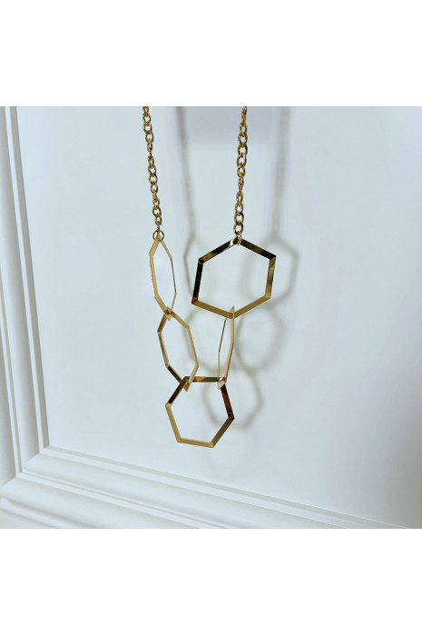 Collier doré pour femme avec formes géométriques