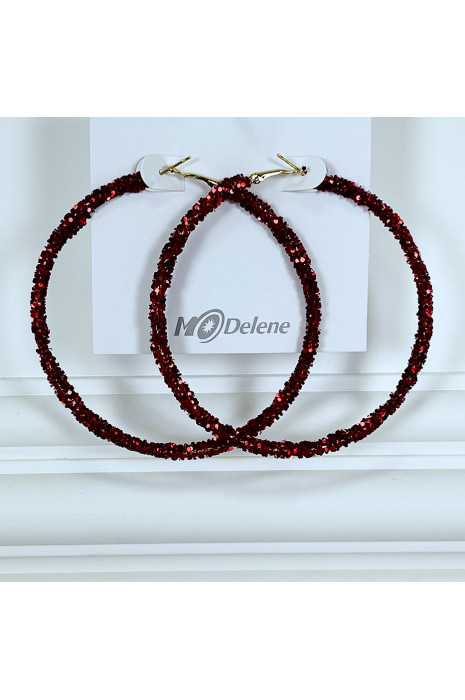 Red glitter hoop earrings - 1