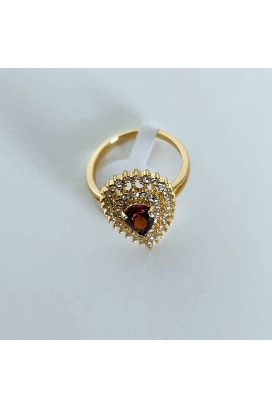 Princess ring met rode steen in de vorm van een druppel - 4