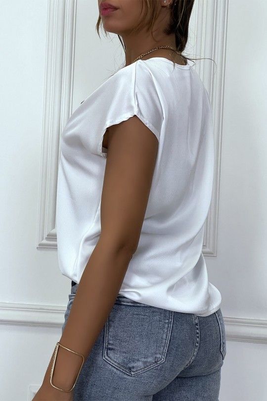 White satin top with short sleeves - 5