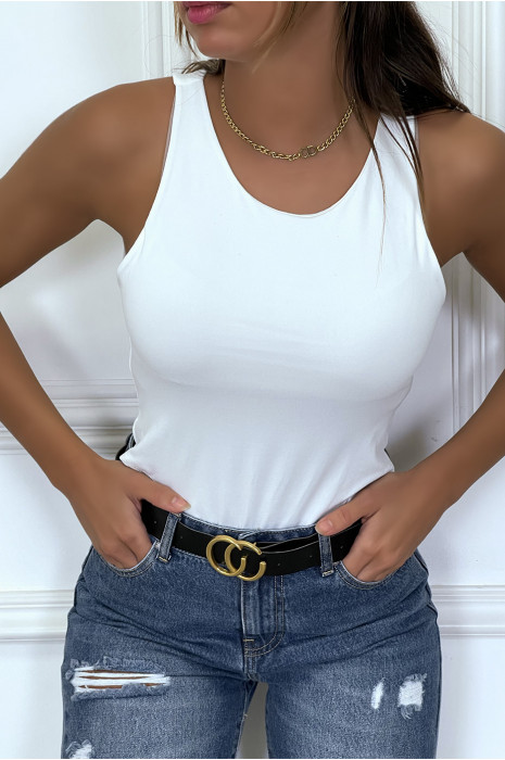 White tank top bodysuit lined fabric - 1