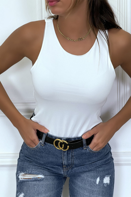 White tank top bodysuit lined fabric - 1