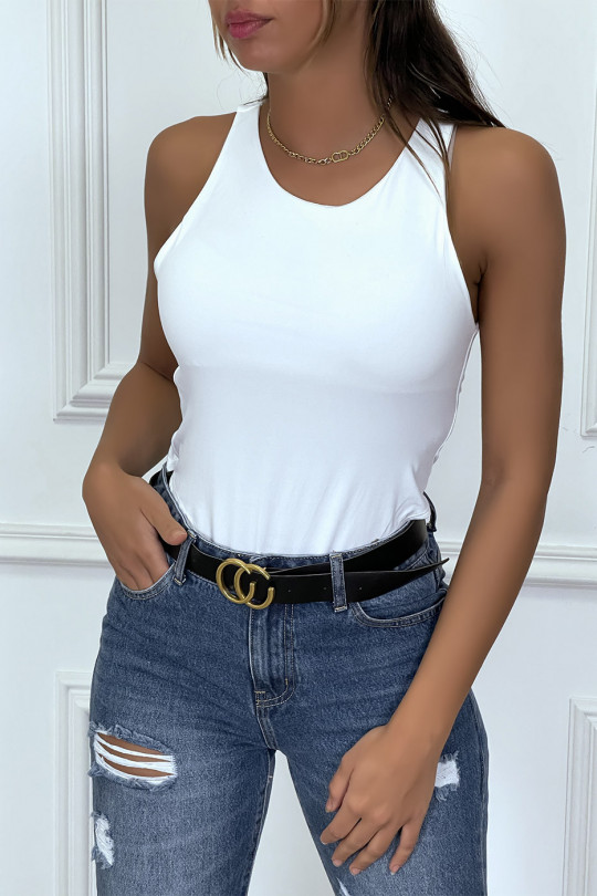 White tank top bodysuit lined fabric - 2