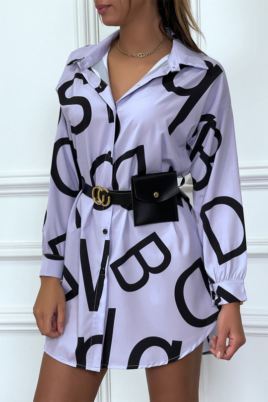 Lila asymmetrical shirt dress with satchel belt - 2