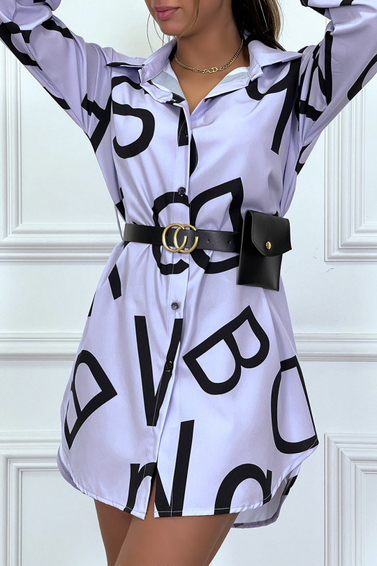 Lila asymmetrical shirt dress with satchel belt - 4