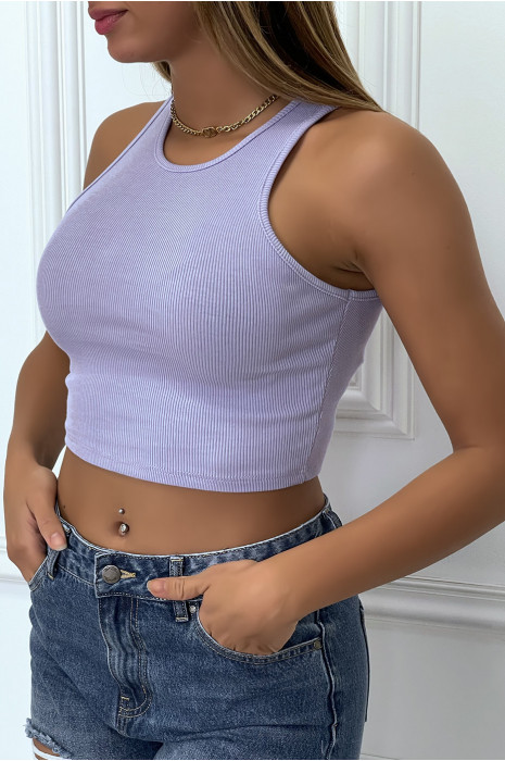 Ribbed lila tank top crop top - 3