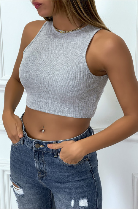 CrGp grijze geribbelde tanktop - 5