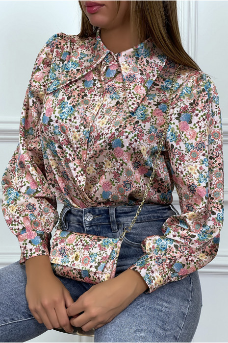 Chemisier satinée rose liberty avec mini pochette - 5