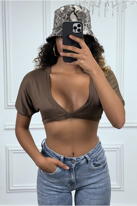 Mini choco bralette cardigan with button - 2