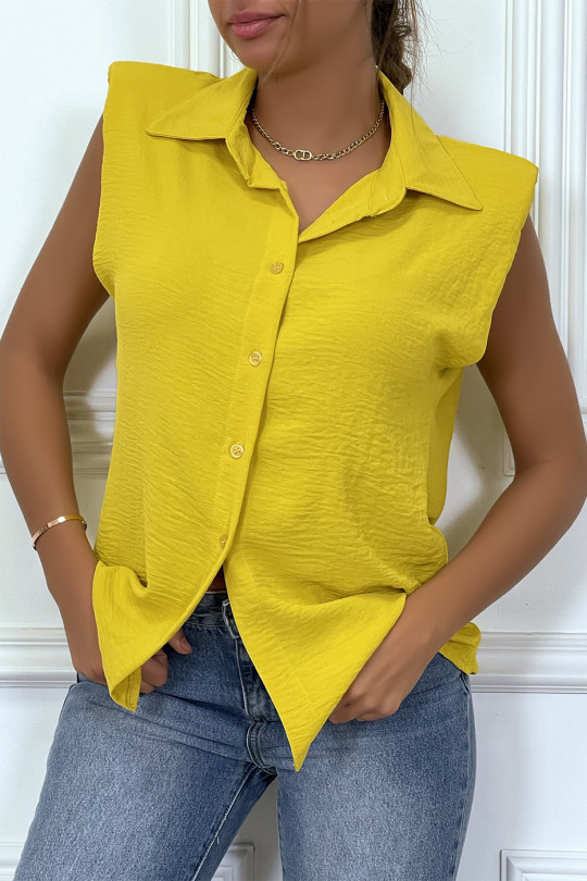 Chemise légère jaune sans manches avec épaulettes - 2