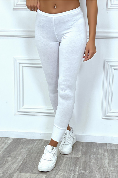 Legging blanc en viscose boutonné en bas - 2
