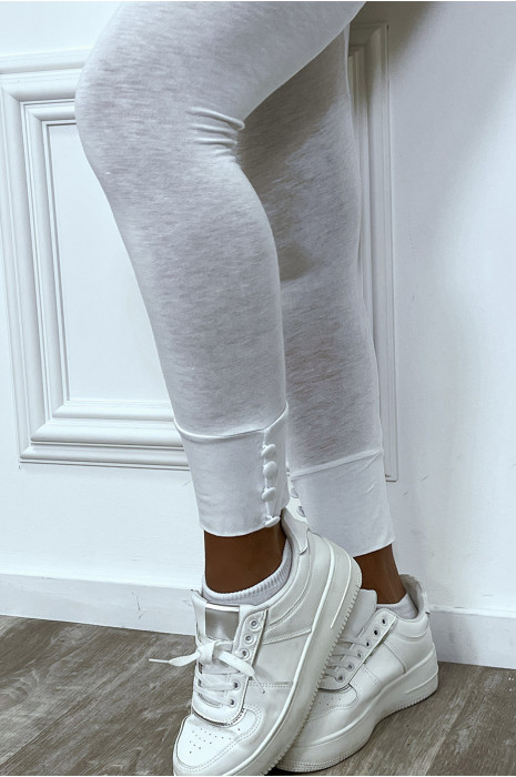 Legging blanc en viscose boutonné en bas - 4