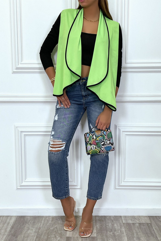 Lime and black blazer with lapel collar and elastic at the back - 4