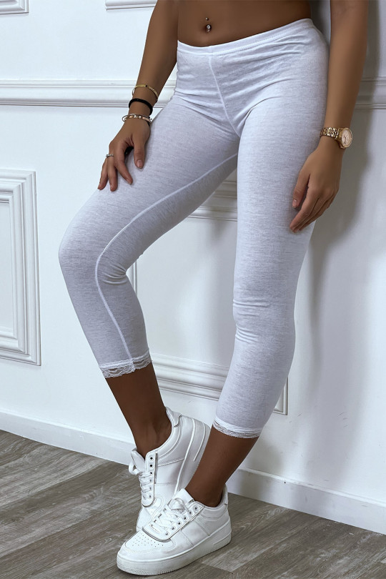 White leggings with lace at the ankles - 3