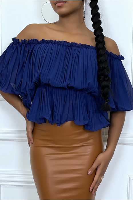 Blouse royal plissé col bateau - 1
