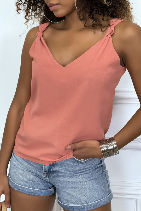 Fluid pink tank top with bow - 2