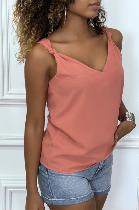 Fluid pink tank top with bow - 3