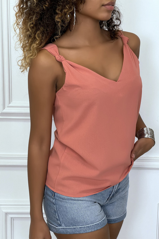 Fluid pink tank top with bow - 3