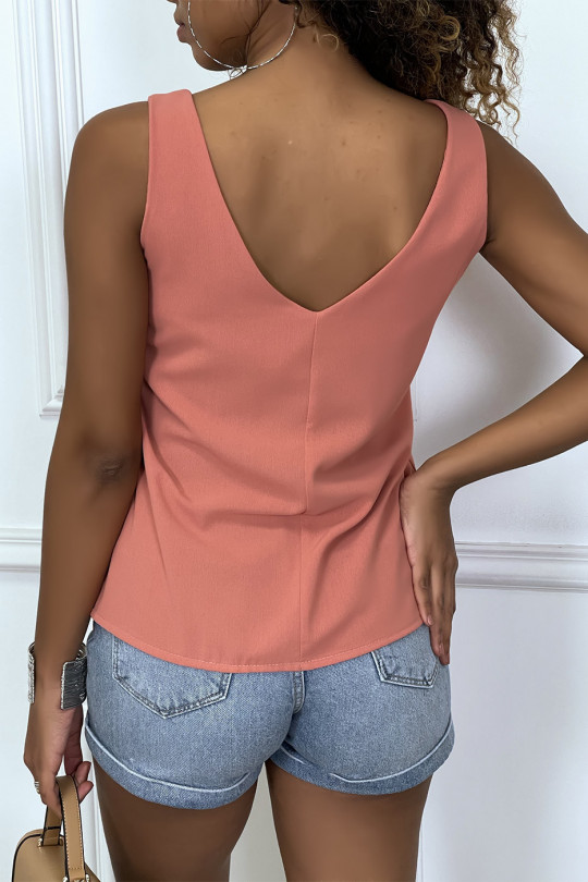 Fluid pink tank top with bow - 4