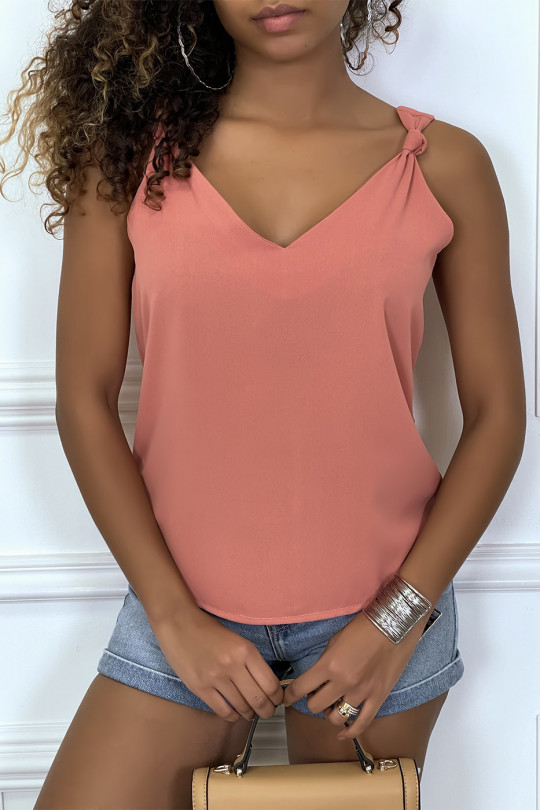Fluid pink tank top with bow - 5