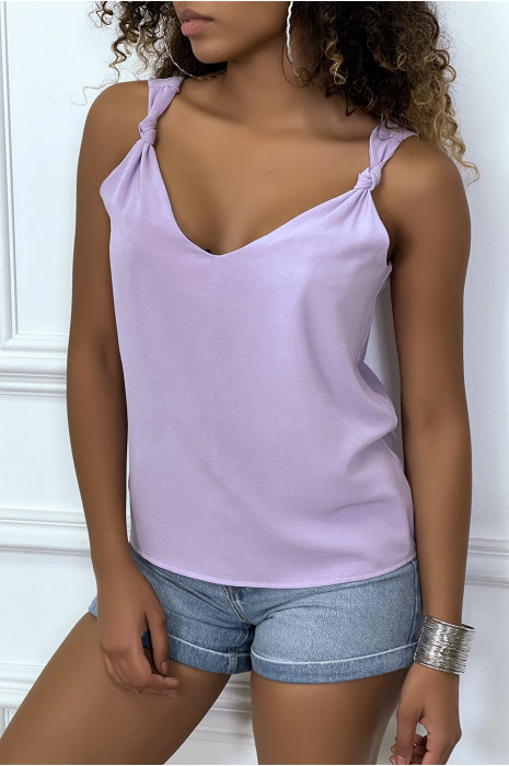 Fluid lila tank top with bow - 1