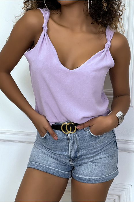 Fluid lila tank top with bow - 4
