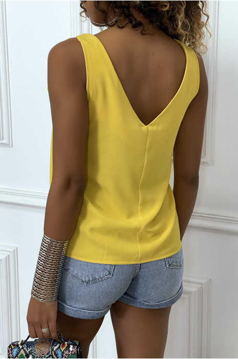 Top debardeur jaune fluide à noeud - 8
