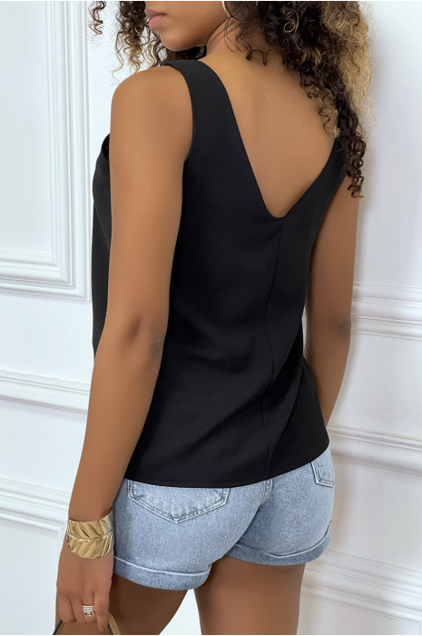 Top debardeur noir fluide à noeud - 5