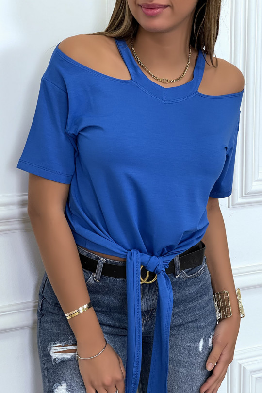 Royal off-the-shoulder t-shirt with bow at the front - 3