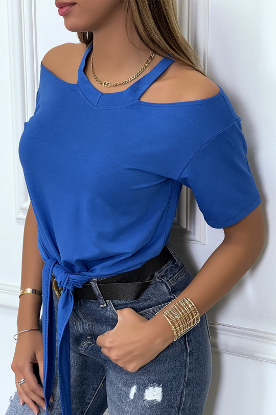 Royal off-the-shoulder t-shirt with bow at the front - 4