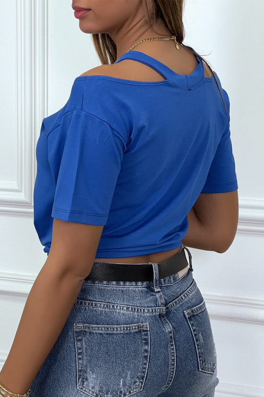 Royal off-the-shoulder t-shirt with bow at the front - 5
