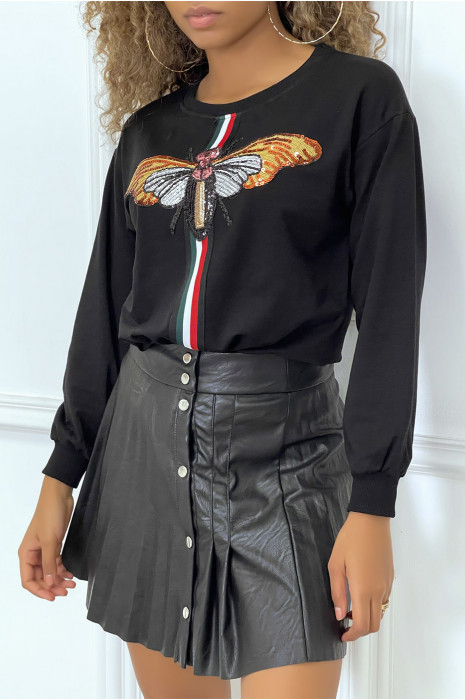 Sweat Noir a motif sequins - 3