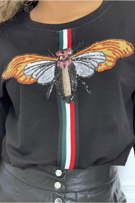 Sweat Noir a motif sequins - 4