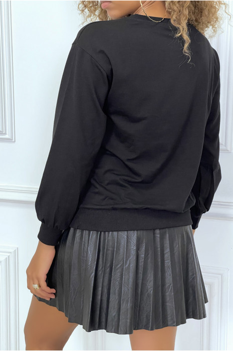Sweat Noir a motif sequins - 5