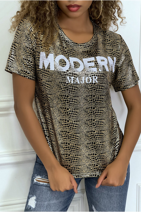 Black and gold python T-shirt with writing - 2