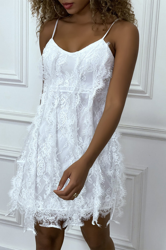 Mini robe blanche doublé en dentelle - 3