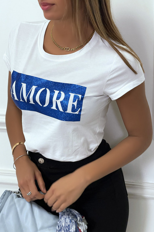 T-shirt blanc avec écriture AMORE à l'avant - 2