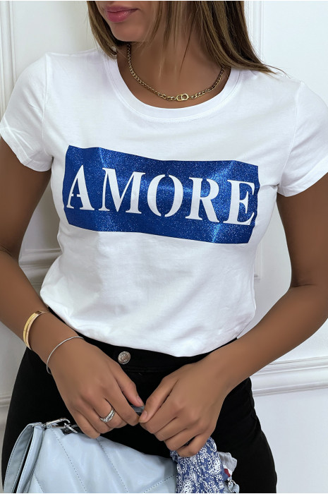 T-shirt blanc avec écriture AMORE à l'avant - 3