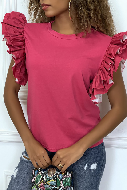 Fuchsia top with flying sleeves - 1