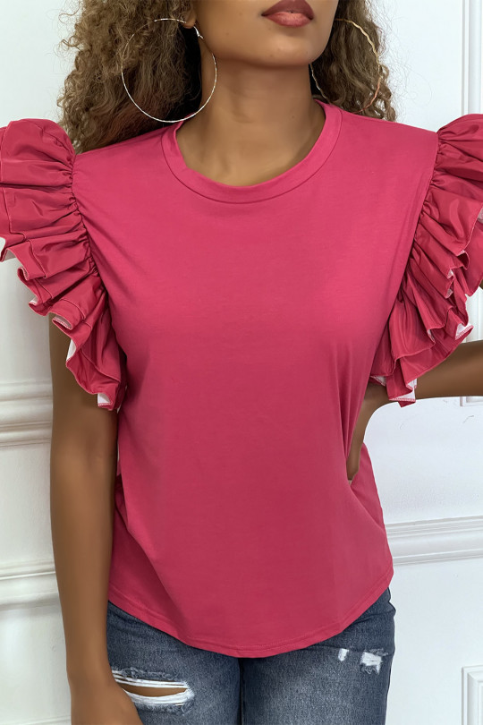 Fuchsia top with flying sleeves - 2