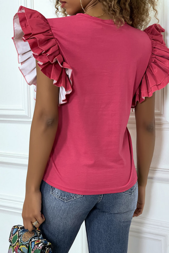 Fuchsia top with flying sleeves - 4