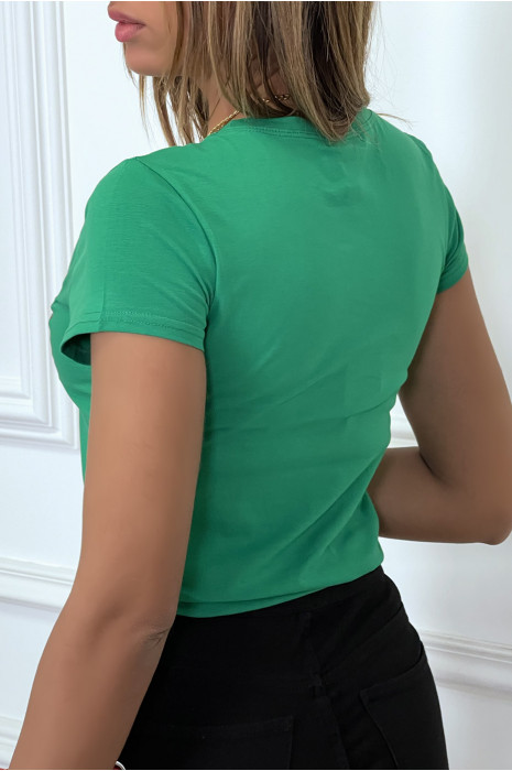 T-shirt vert avec écriture AMORE à l'avant - 5