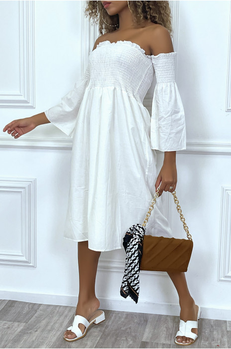 Robe mi longue blanche en bustier - 1