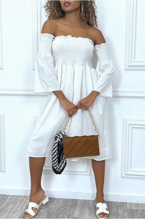 Robe mi longue blanche en bustier - 2