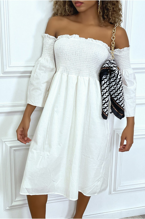 Robe mi longue blanche en bustier - 4