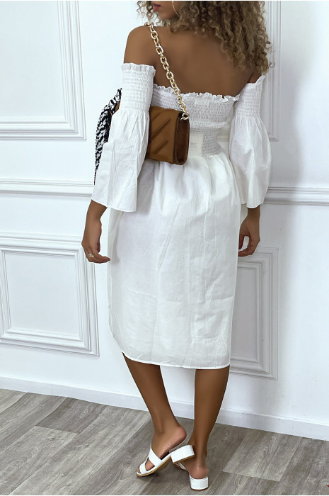 Robe mi longue blanche en bustier - 5