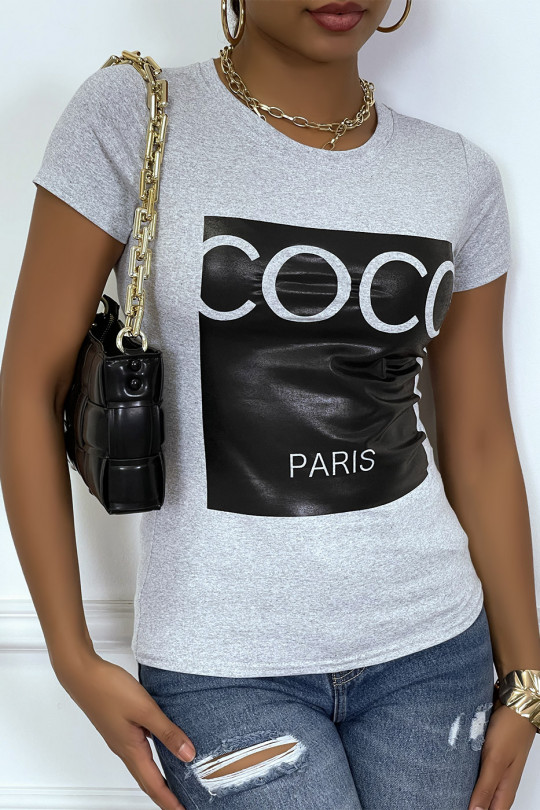 Grijs t-shirt met kokos print - 1